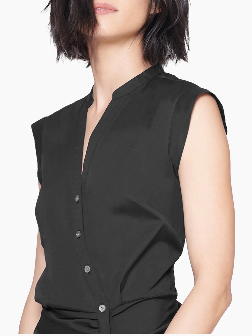 Veronica Beard Bell Button-Front Ruched Shirt Dress - Picture 4 of 8